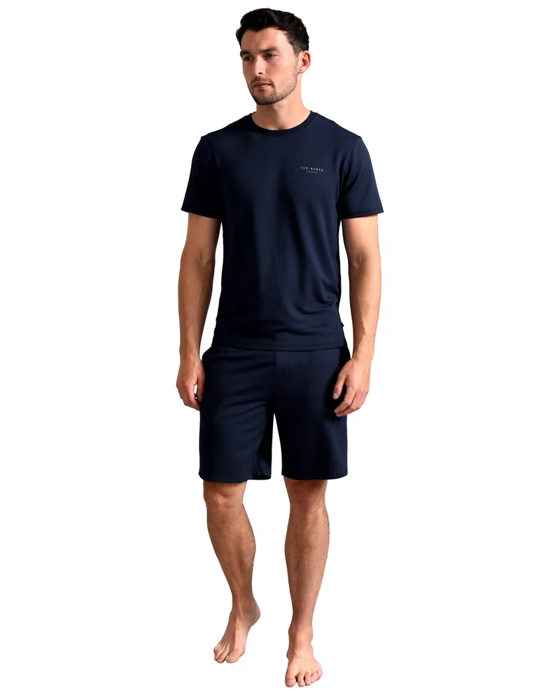 Ted Baker Pyjama Shorts | Mens Casual Lounge Wear Pyjama Bottoms mit Taschen - Navy Marineblau