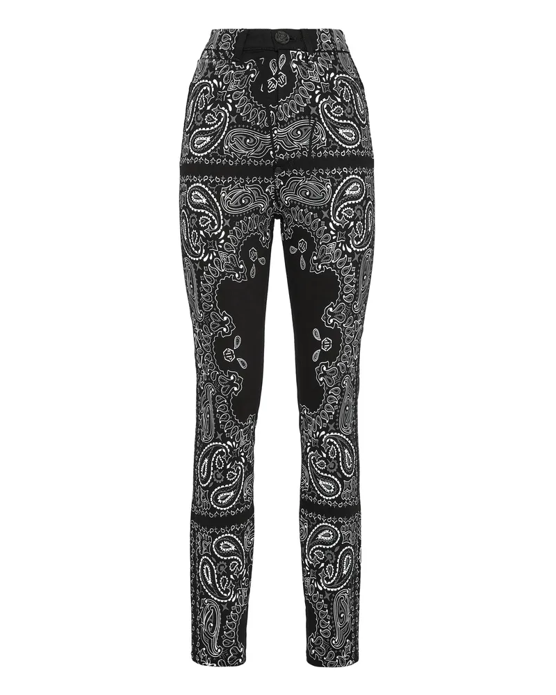 Philipp Plein Jeggings Paisley Schwarz