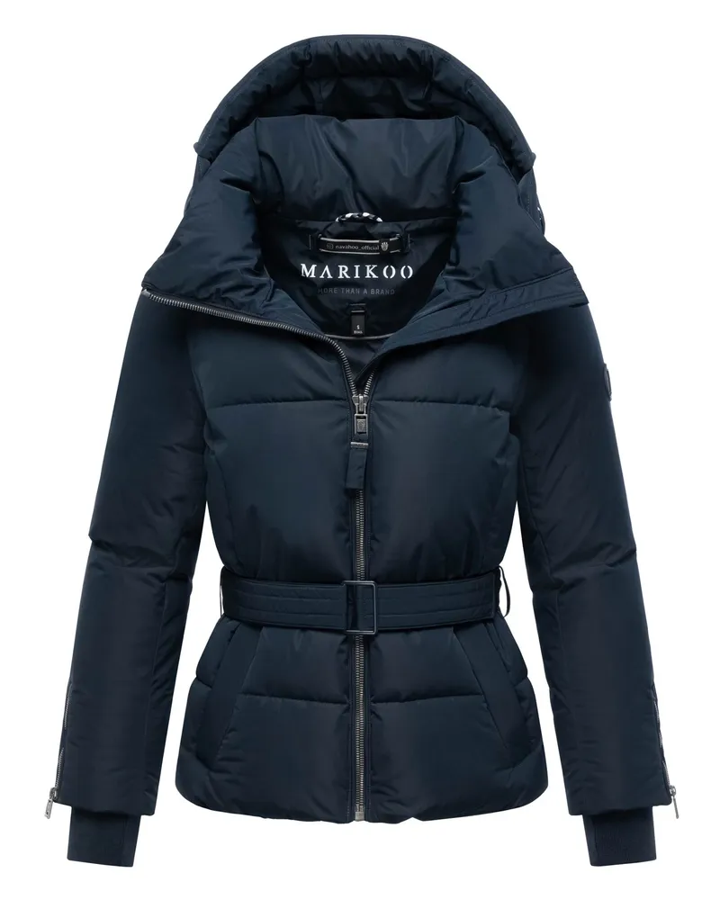 Marikoo Damen Steppjacke Aleyna mit Taillengürtel & Magnetverschlüssen Marineblau