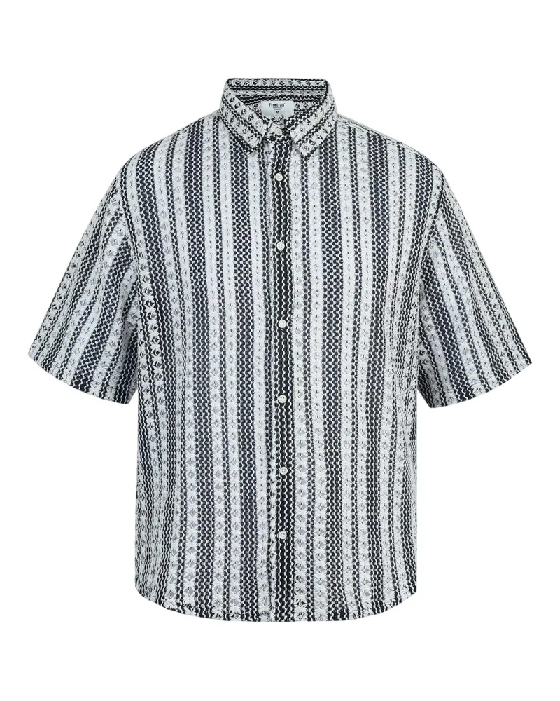 Firetrap Hemd für Herren, kurzärmlig (Schwarz/Weiß Schwarz