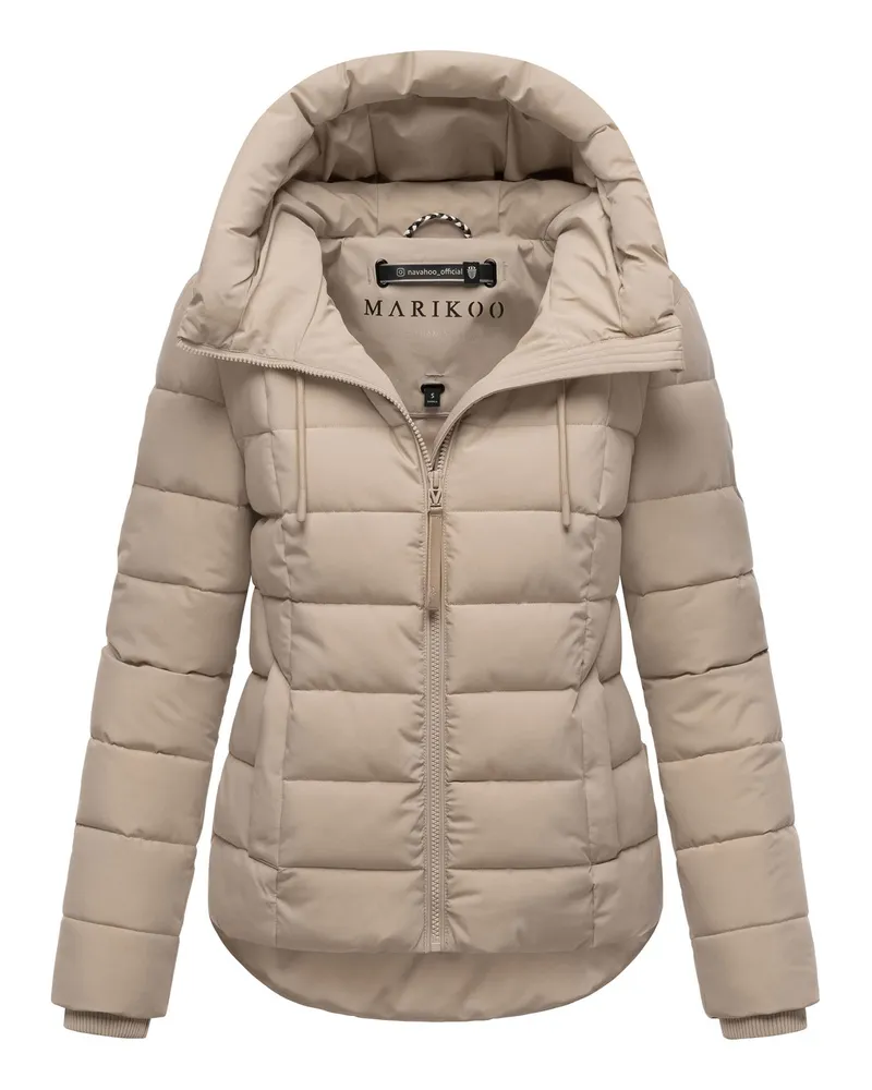 Marikoo Damen Steppjacke Tayenaa mit Kapuze & warmem Fleecefutter Beige