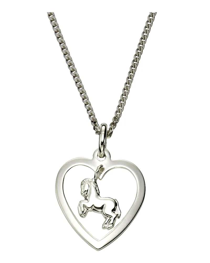 ZEEme Basic Halskette Silber 925 mit Herz und Pferde-Anhänger 45cm lang Silber