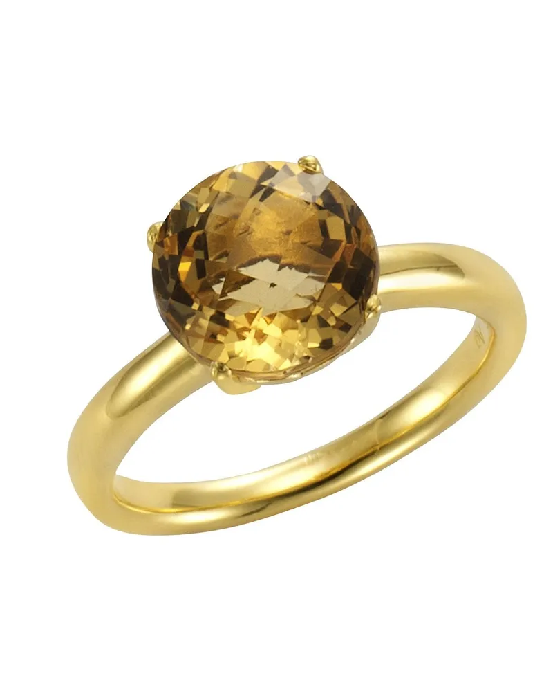 Jamelli Ring Silber 925 vergoldet mit echtem Citrin 10mm Gold
