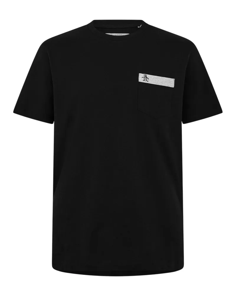 Original Penguin T-Shirt für Herren, Brusttasche (Schwarz Schwarz