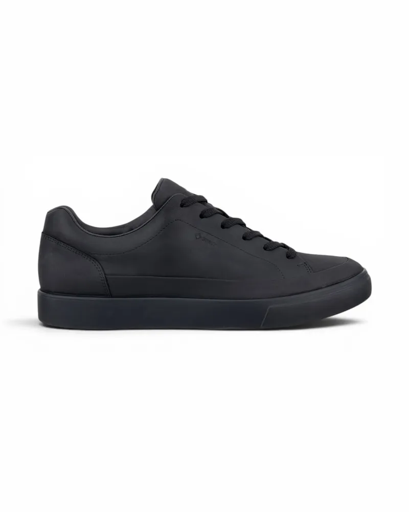 Ecco Herren wasserdichte Sneakers aus Leder, Soft 10 - Schwarz Schwarz