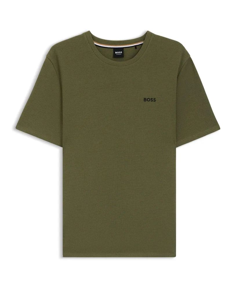 HUGO BOSS Schlafanzug-Oberteil für Herren, Strukturiert, Waffelstrick (Khaki-Braun Khaki
