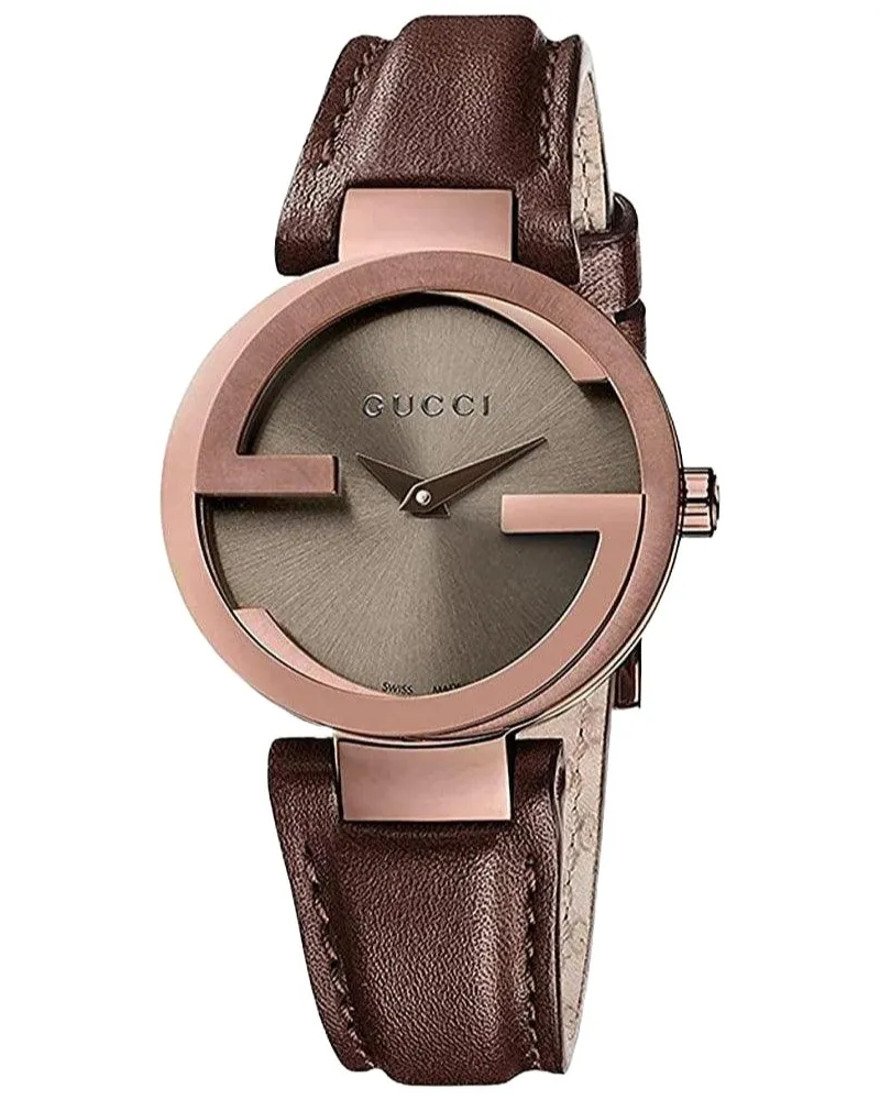 Gucci YA133504 Interlocking braunes Zifferblatt Damenuhr Braun