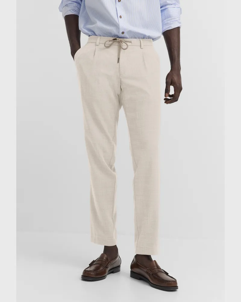 Bugatti Herren Bundfaltenhose mit Stretch und easy-care Funktion Ecru