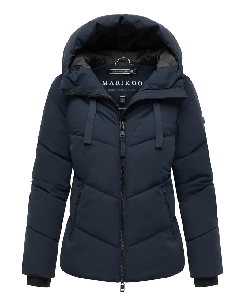 Marikoo Damen Wintersteppjacke Kwamee mit Kapuze & Zwei-Wege-Reißverschluss Marineblau