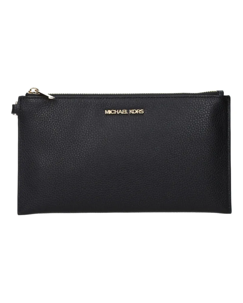 Michael Kors Schwarze Leder Clutch Tasche Schwarz