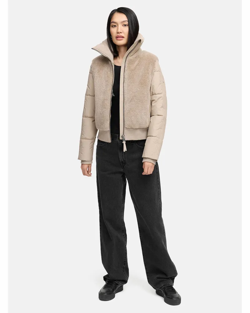 NAVAHOO Damen Winterjacke TEDDYZONE – trendig, warm & stylisch Grau
