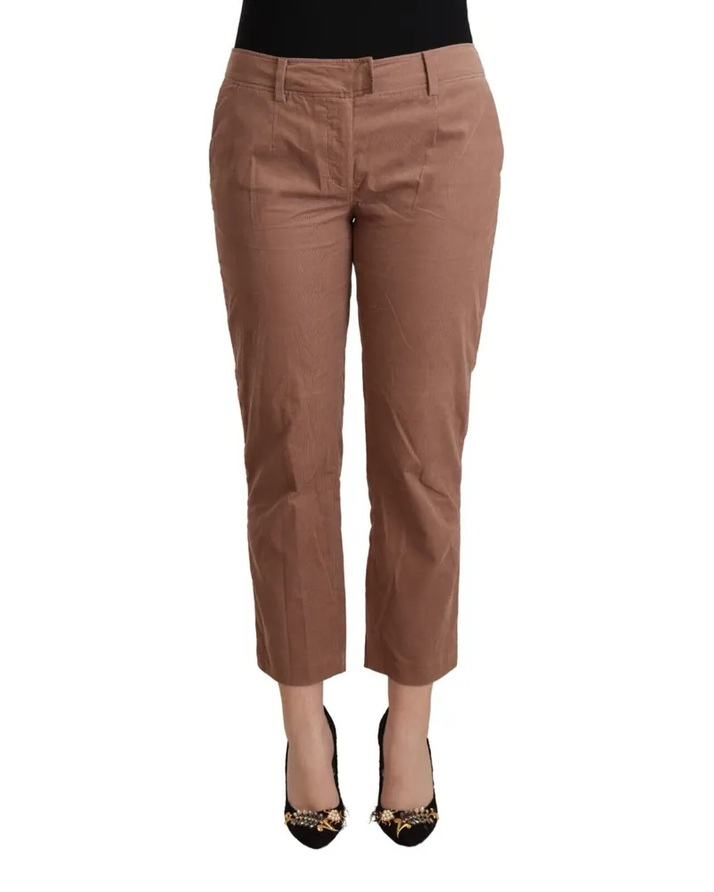 CoSTUME NATIONAL Damen Braune Baumwoll-Hosen mit schmalem Schnitt Braun