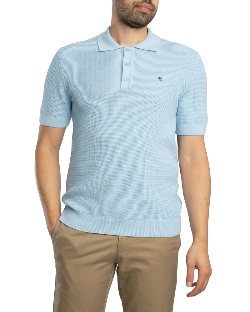Gant Poloshirt Aus Mikrotexturierter Baumwolle, Blau Blau