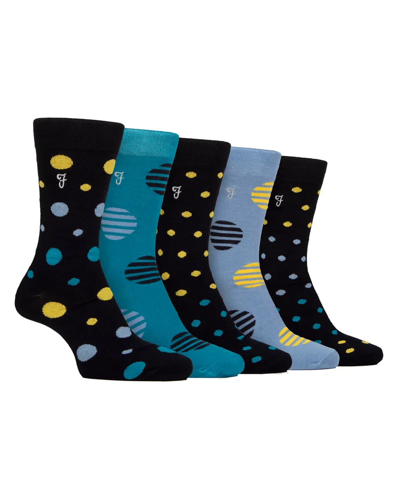 Farah 1920 5er-Pack Herren Bamboo-Socken mit Muster, atmungsaktiv und weich - Mehrfarbig Mehrfarbig