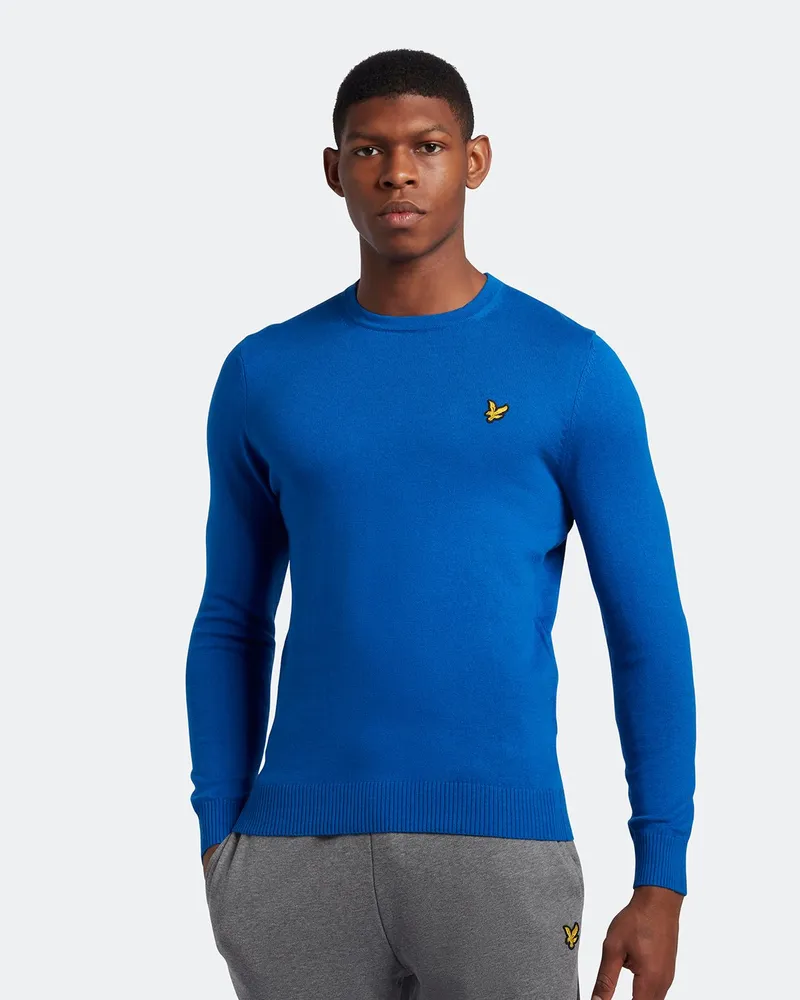 Lyle & Scott Baumwolle-Merino-Pullover mit Rundhalsausschnitt in Blau Blau