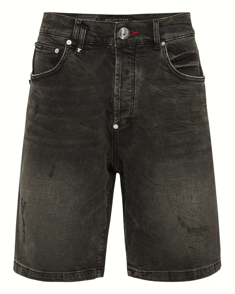 Philipp Plein Jeansshorts Skull Grau