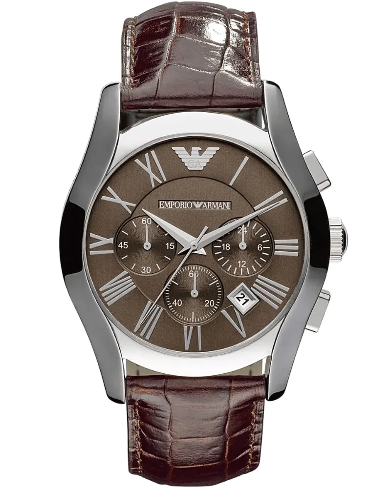 Emporio Armani AR0671 Velente Chronograph 42 mm Herrenarmbanduhr aus braunem Leder Braun