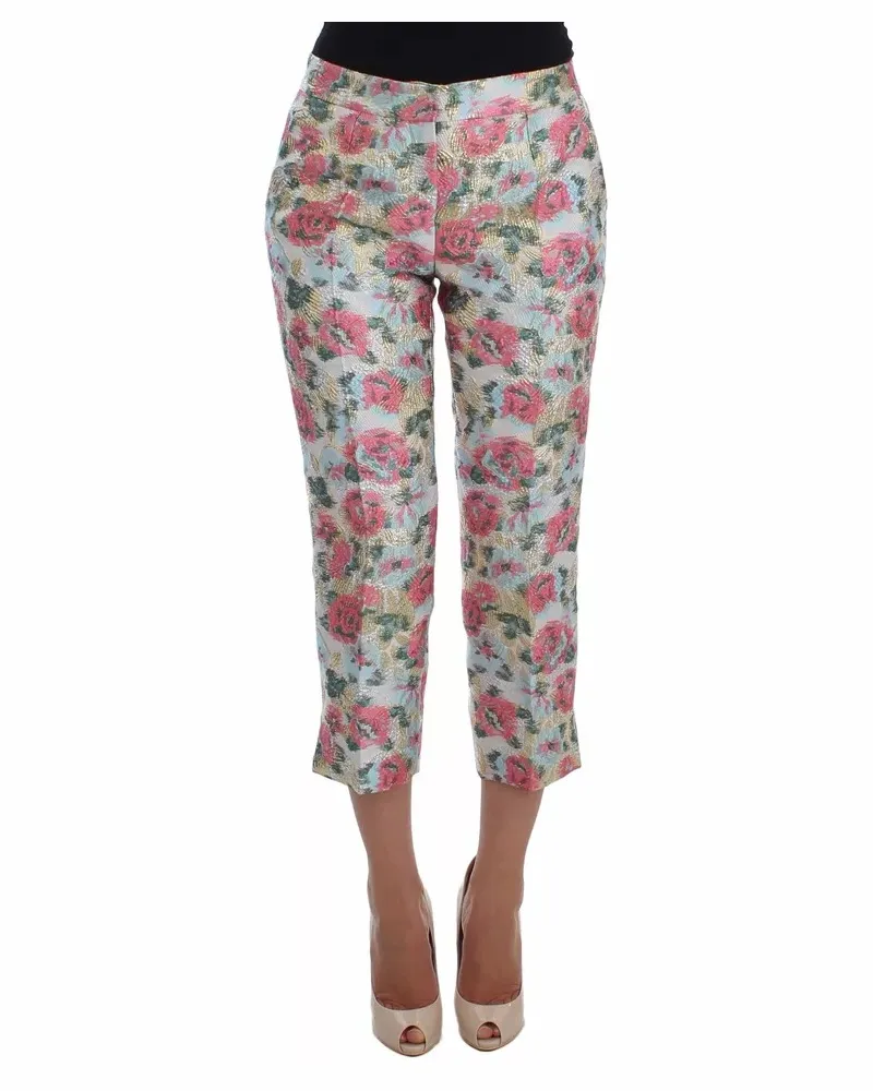 Dolce & Gabbana Blumenbrokat-Hosen im verkürzten Stil Hellrosa