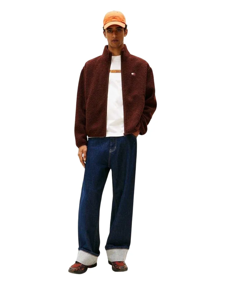 Tommy Hilfiger Fleecejacke für Herren, Teddy-Stoff, Regulär (Braun Braun