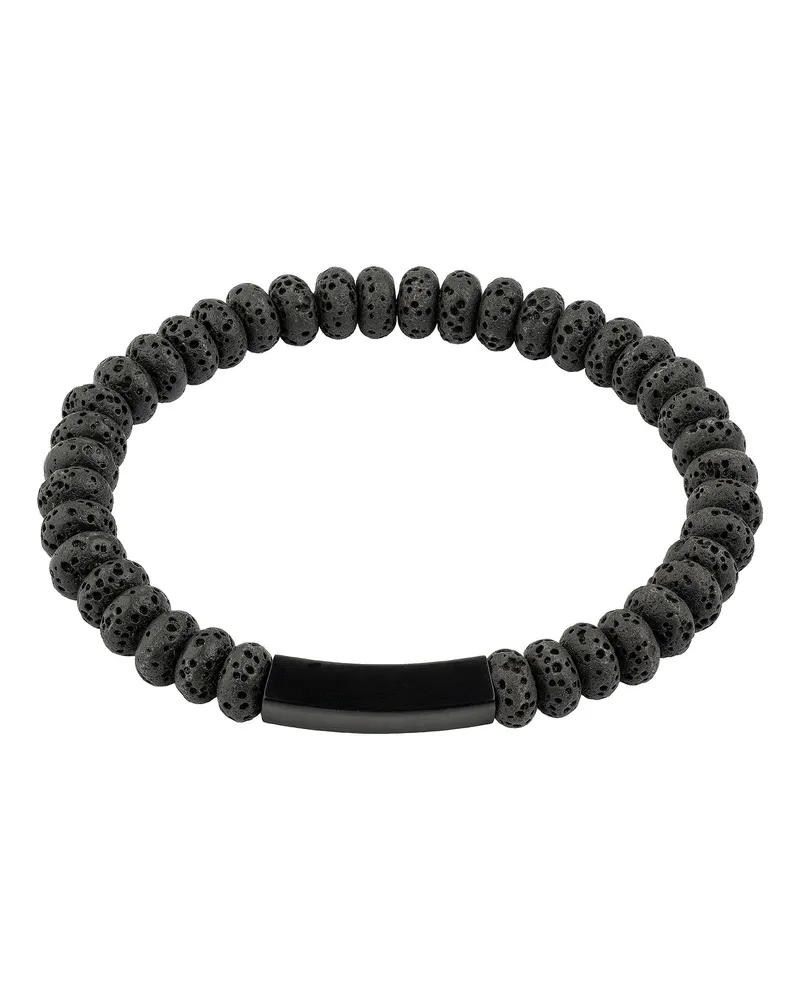 ZEEme Stainless Steel Armband Edelstahl /PVD schwarz Lavasteine Schwarz
