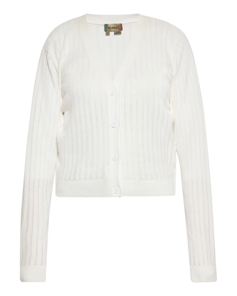 My Mo Strickjacke für Damen, offen geschnitten - Wollweiß Wollweiß