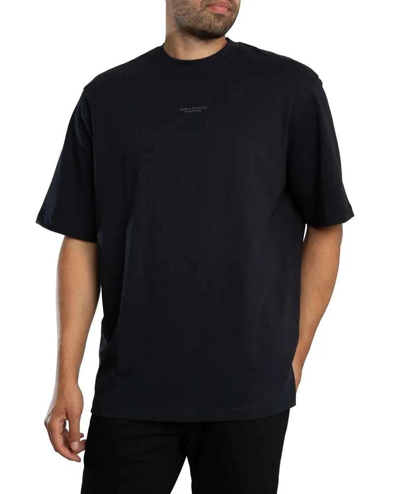 Armani Exchange Komfort-T-Shirt Mit Logo In Der Mitte, Blau Blau
