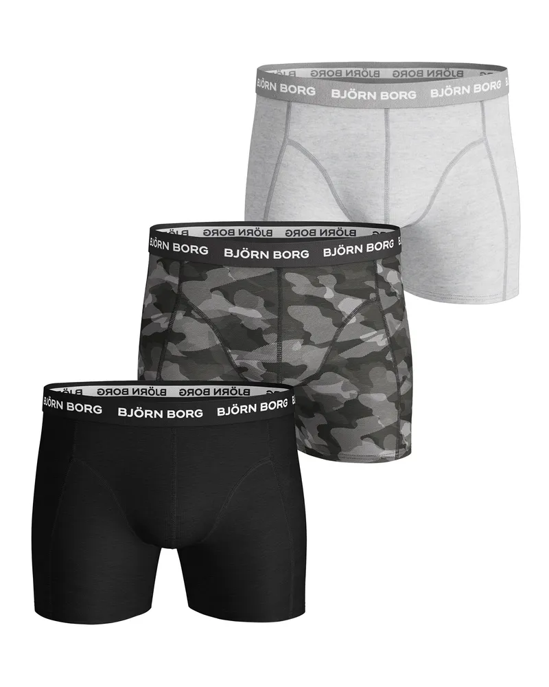 Björn Borg Björn Borg - 3 Paar Herren Cotton Rich Comfort Stretch Fit Boxershorts - Grau Mix Schwarz
