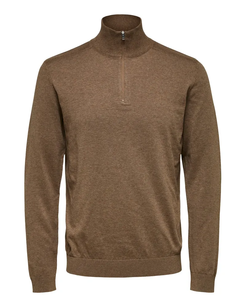 Selected Berg Half Zip Cardigan Teak von  in der farbe Braun und in größe XXL Braun