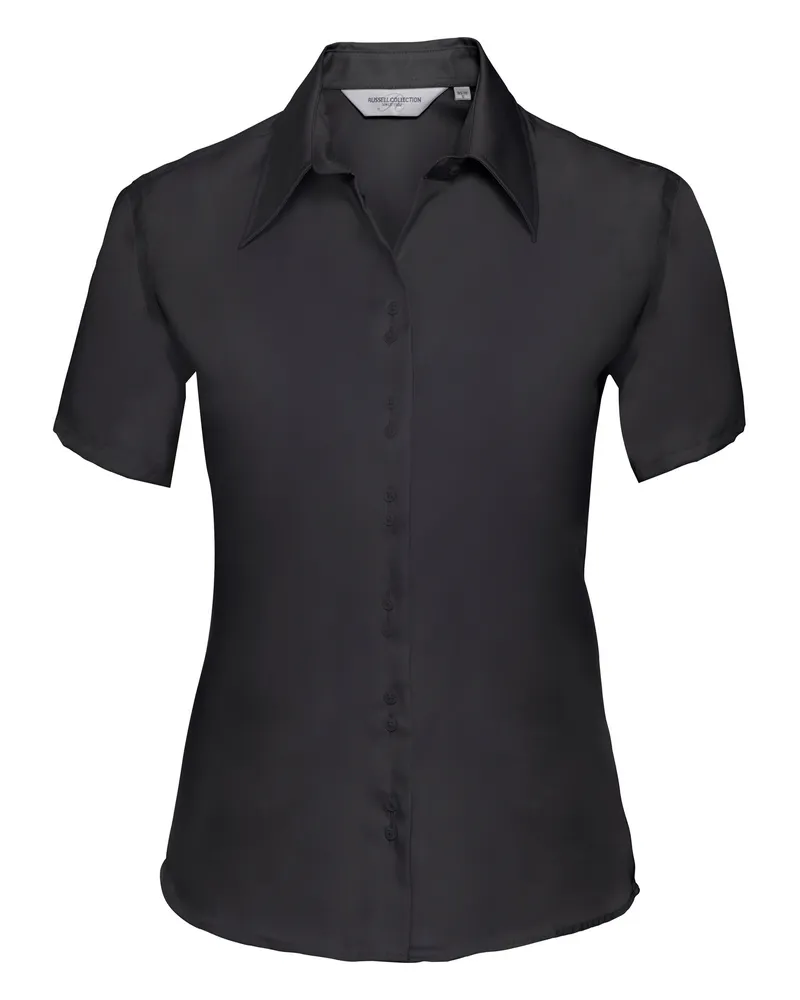 Russell Athletic Russell Collection Damen/Damen Kurzarm Ultimate Non-Iron Shirt (Schwarz Schwarz