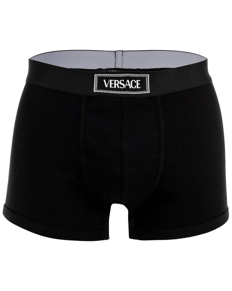 Versace Short Trunk Tex Ribbed Cotton Boxershort Schwarz