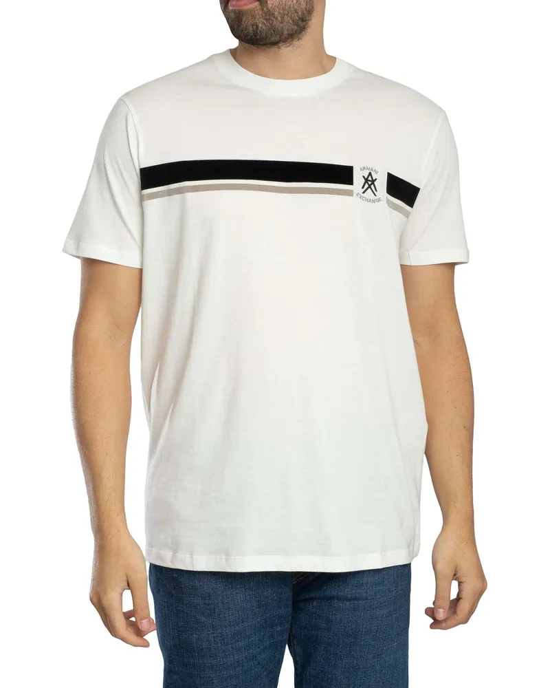 Armani Exchange T‑Shirt mit Logo-Streifen - Weiß Weiß