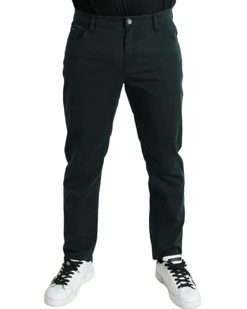 Dolce & Gabbana Schlanke Baumwollhose Dunkelgrün
