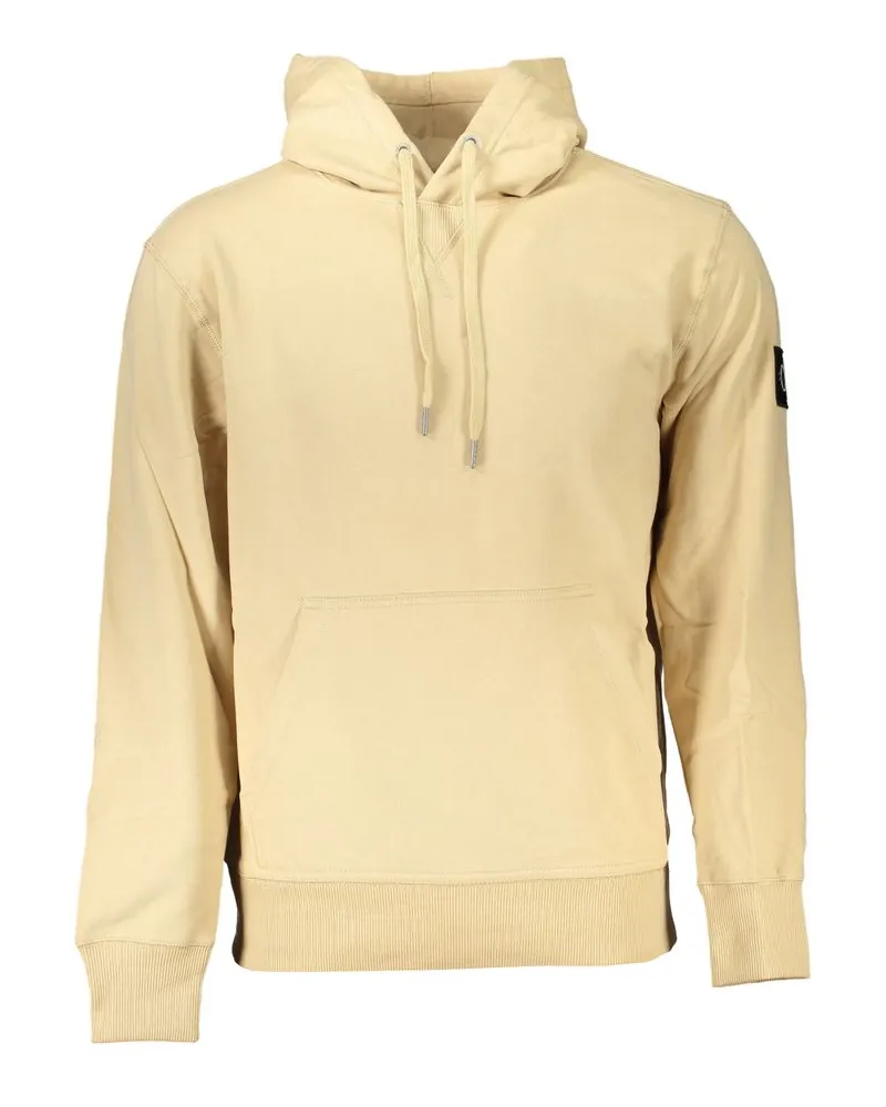 Calvin Klein Fleece-Hoodie mit Patch-Detail Creme