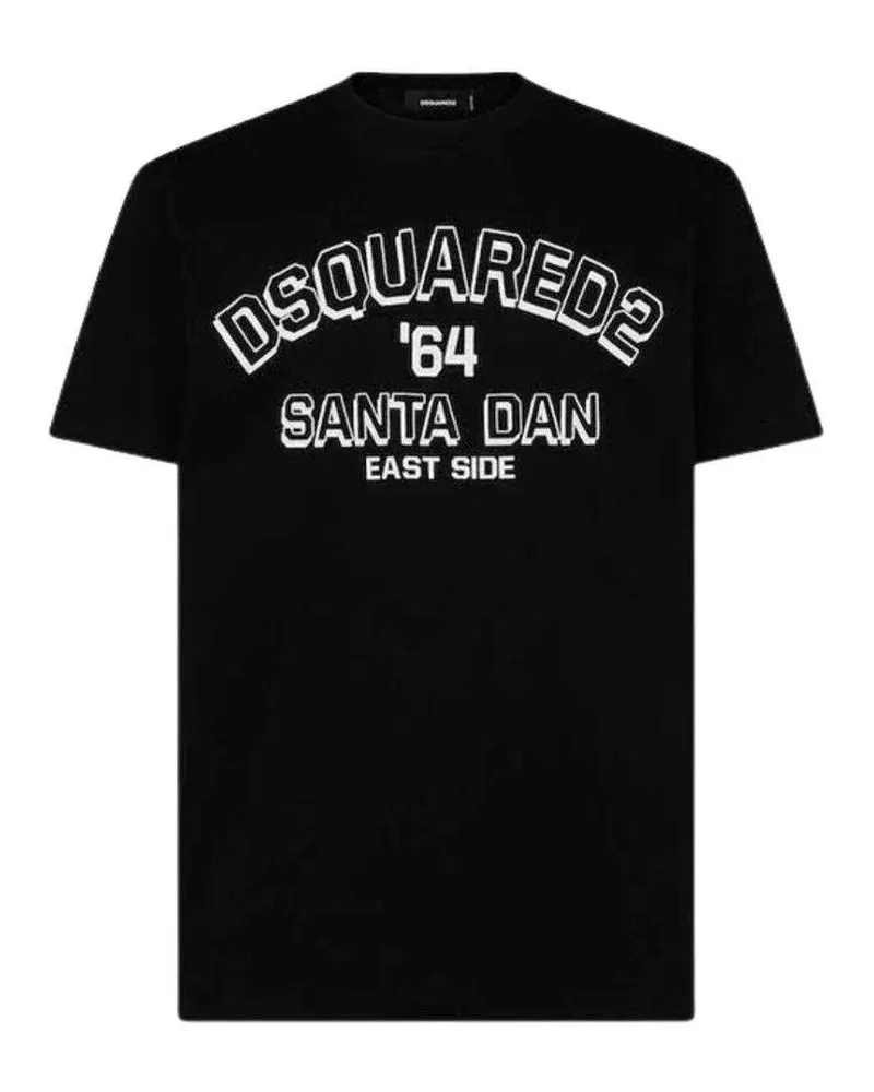 Dsquared2 Santa Dan 64" T-Shirt für Herren, Premium-Baumwolle (Schwarz Schwarz