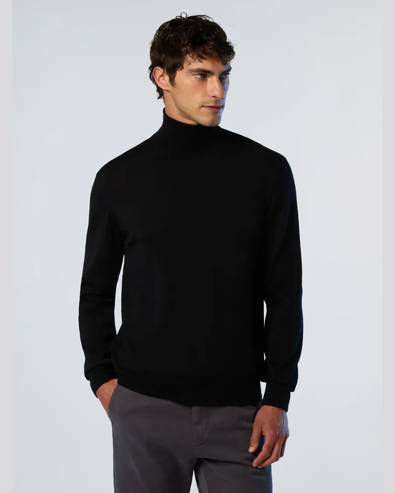 North Sails Pullover Rollkragenpullover aus Merinowolle Schwarz