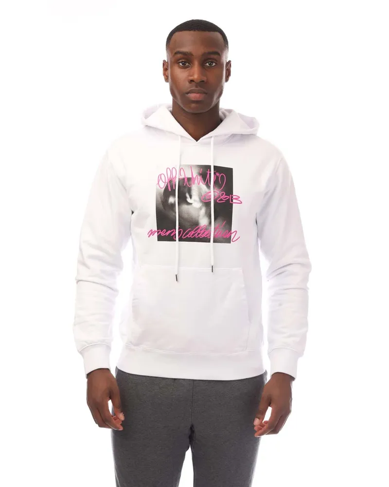 OFF-WHITE Herren Off White Tornado Type Slim Hoodie in Weiß-Rosa Weiß