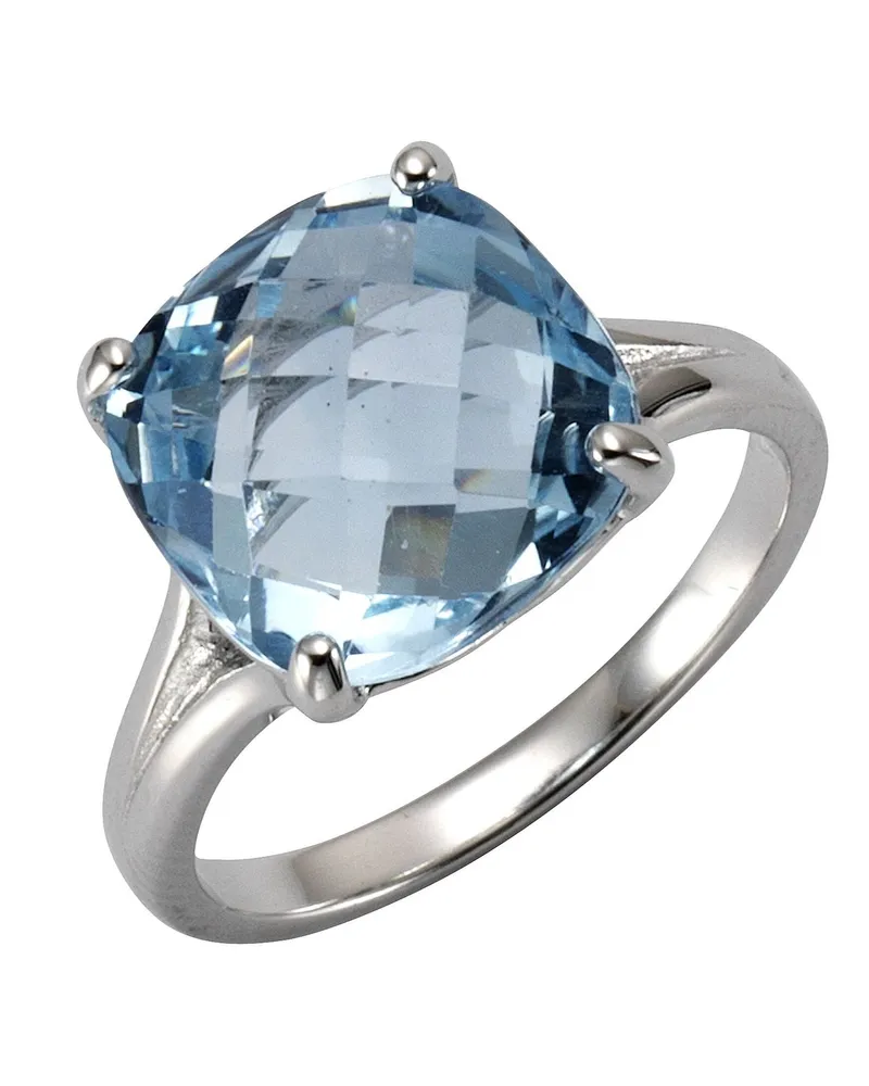 ZEEme Gemstones Ring Silber 925 rhodiniert mit Blautopas (beh.) 12mm Silber
