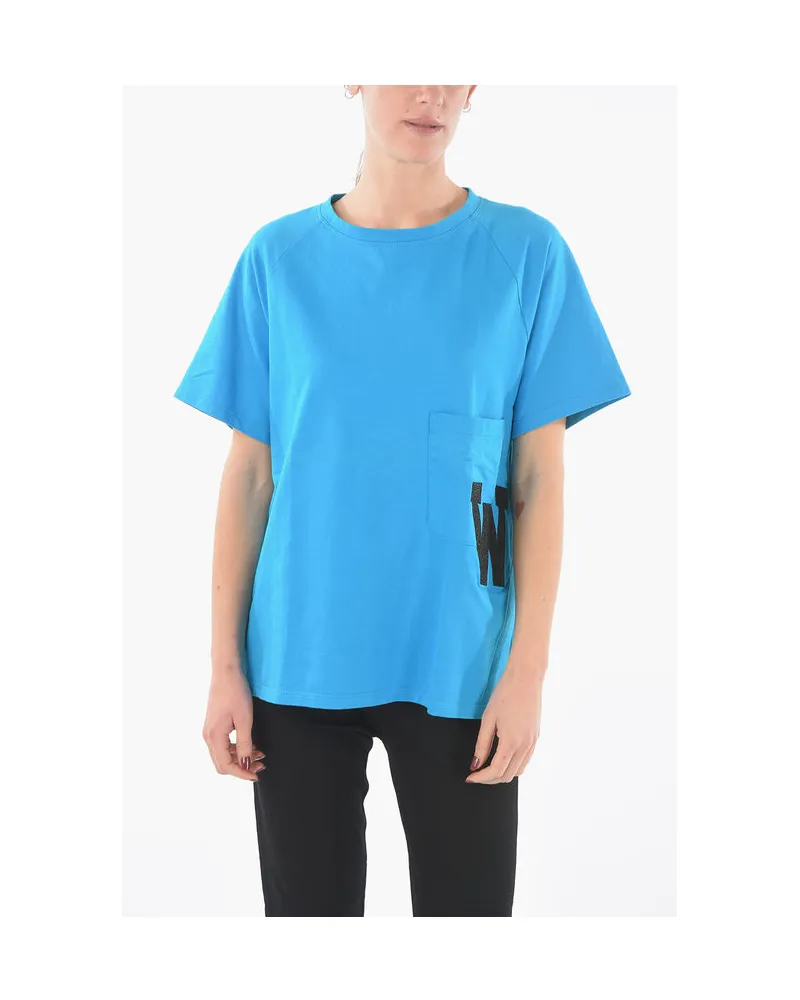 Woolrich Maxi-T-Shirt mit Rundhalsausschnitt und aufgesetztem Monogramm in Blau Blau