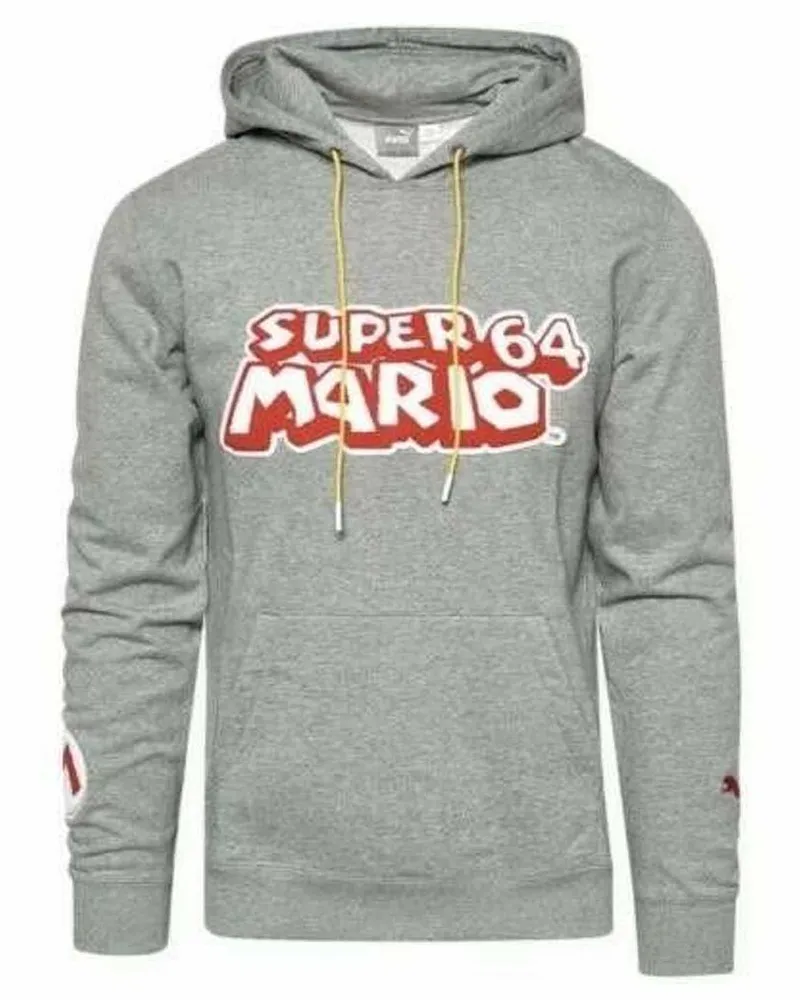 Puma x Super Mario Nintendo Langarm Pullover Grey Herren Hoodie 589098 01 Grau