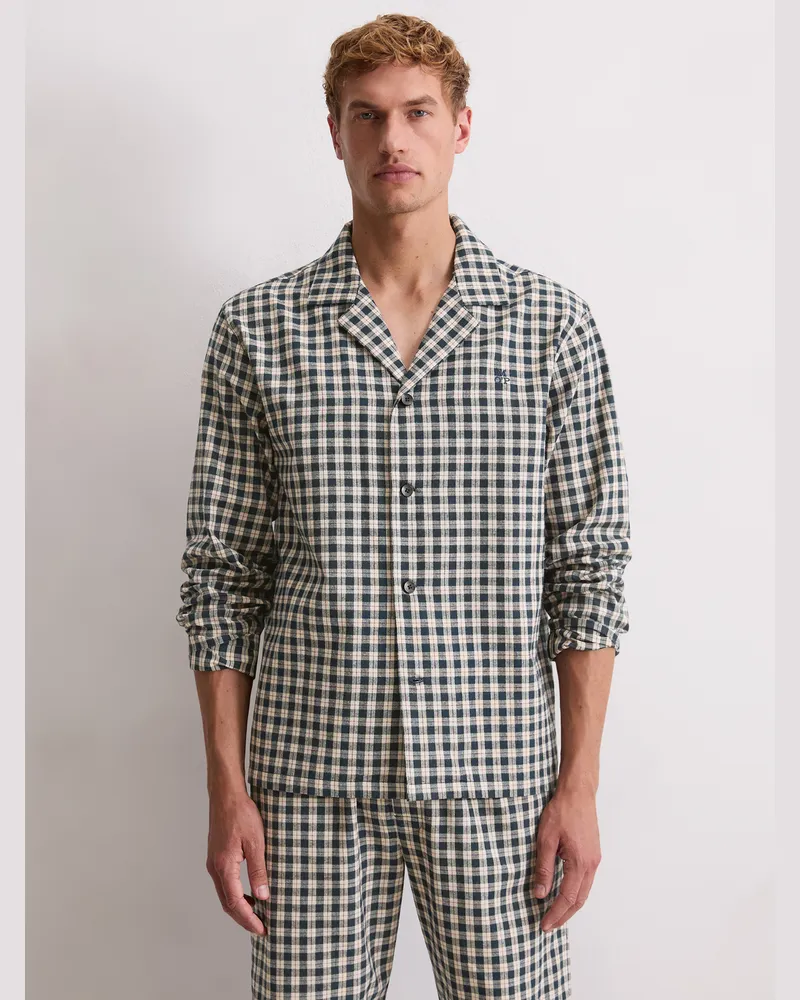 Marc O'Polo Pyjamaoberteil Cozy Flannel Dunkelblau