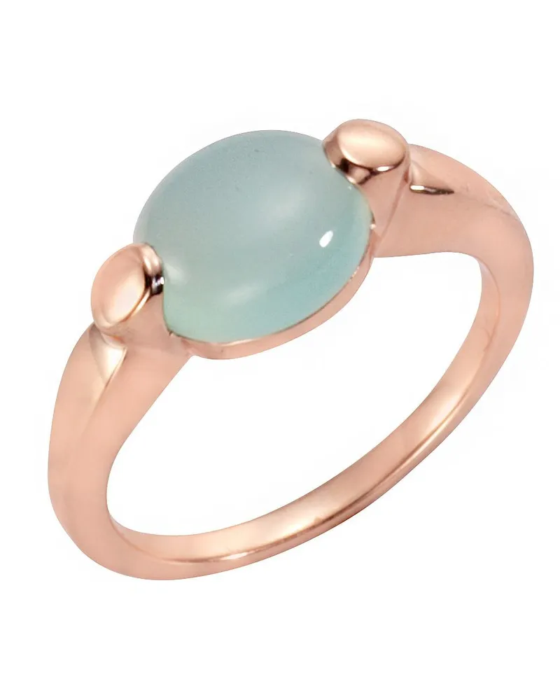 Jamelli Ring Silber 925 rosé-vergoldet mit echtem Paraiba Chalcedon 10x8mm Roségold