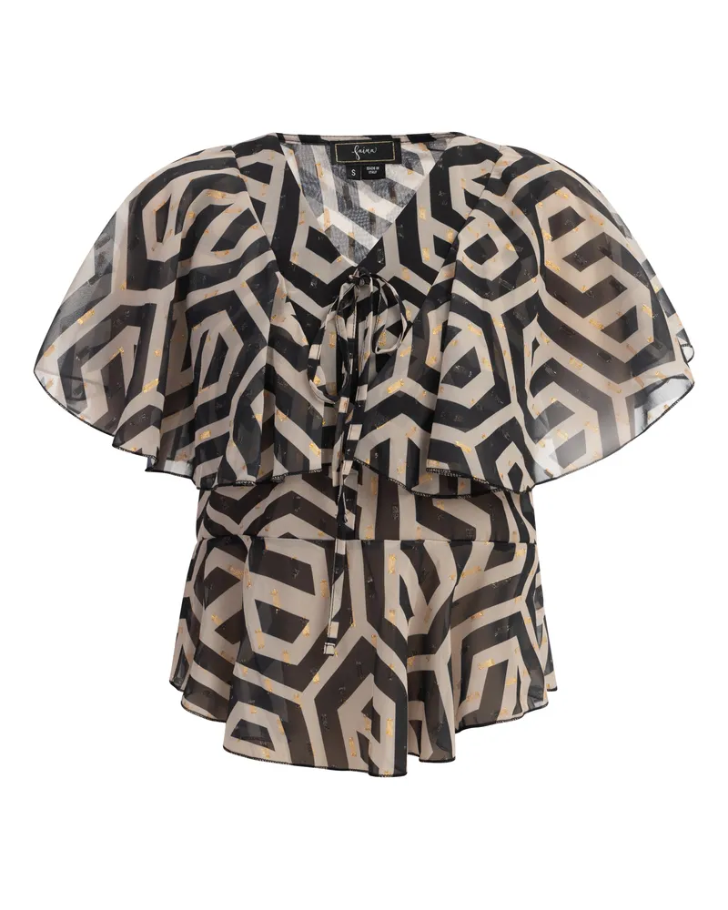 FAINA Bluse Damen schwarz/beige Schwarz