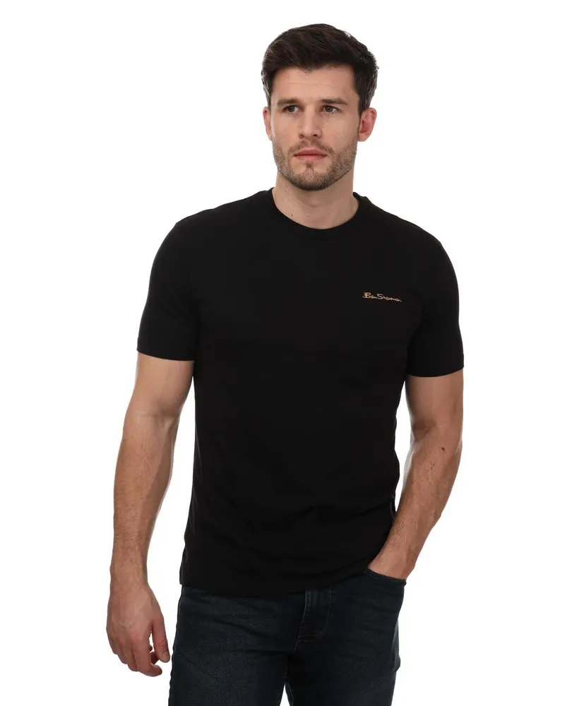 Ben Sherman T-shirt Script Logo  Pour Homme en Noir Schwarz