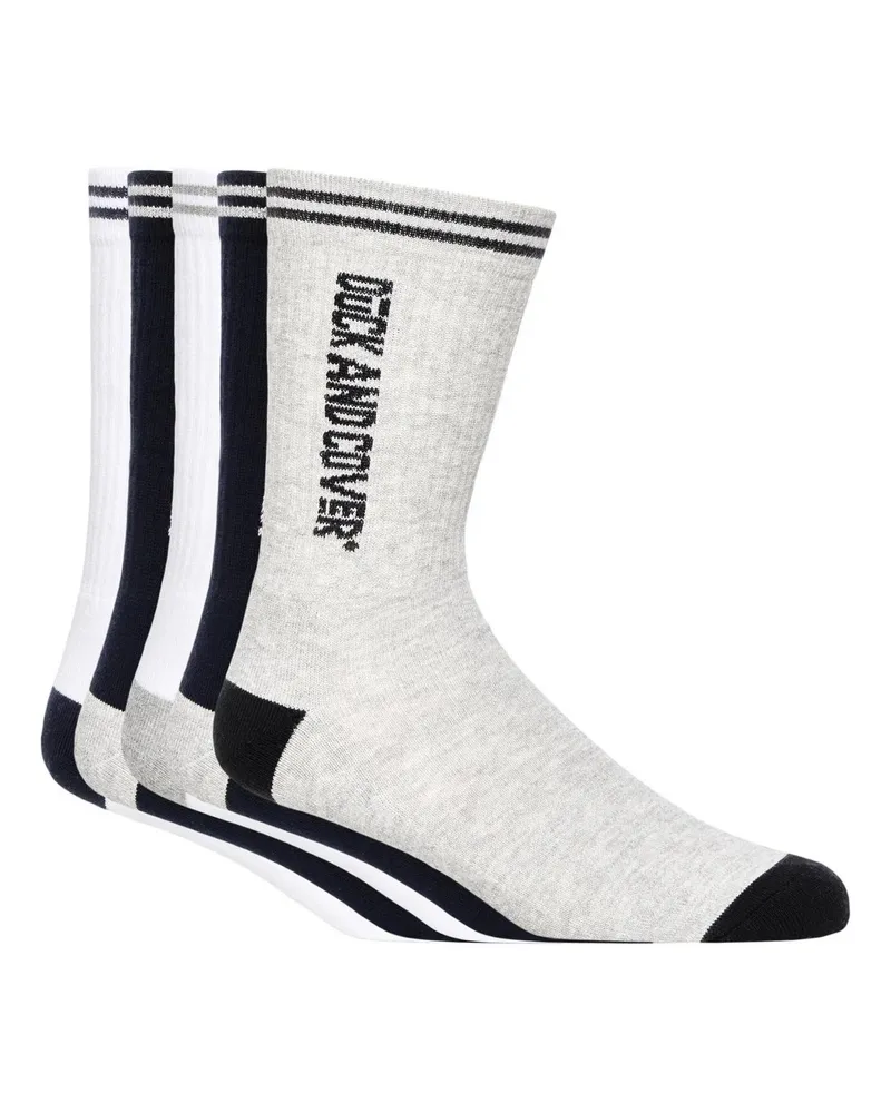 Duck and Cover Juble" Sportsocken für Herren(5er-Pack) (Weiß/Grau/Schwarz Weiß