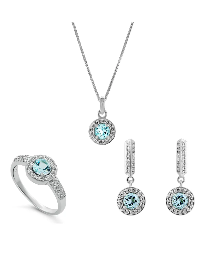 Orphelia Bristol' Damen 925 Sterlingsilber Set: Halskette + Ohrringe + Ring - Silber SET-7579/B Silber