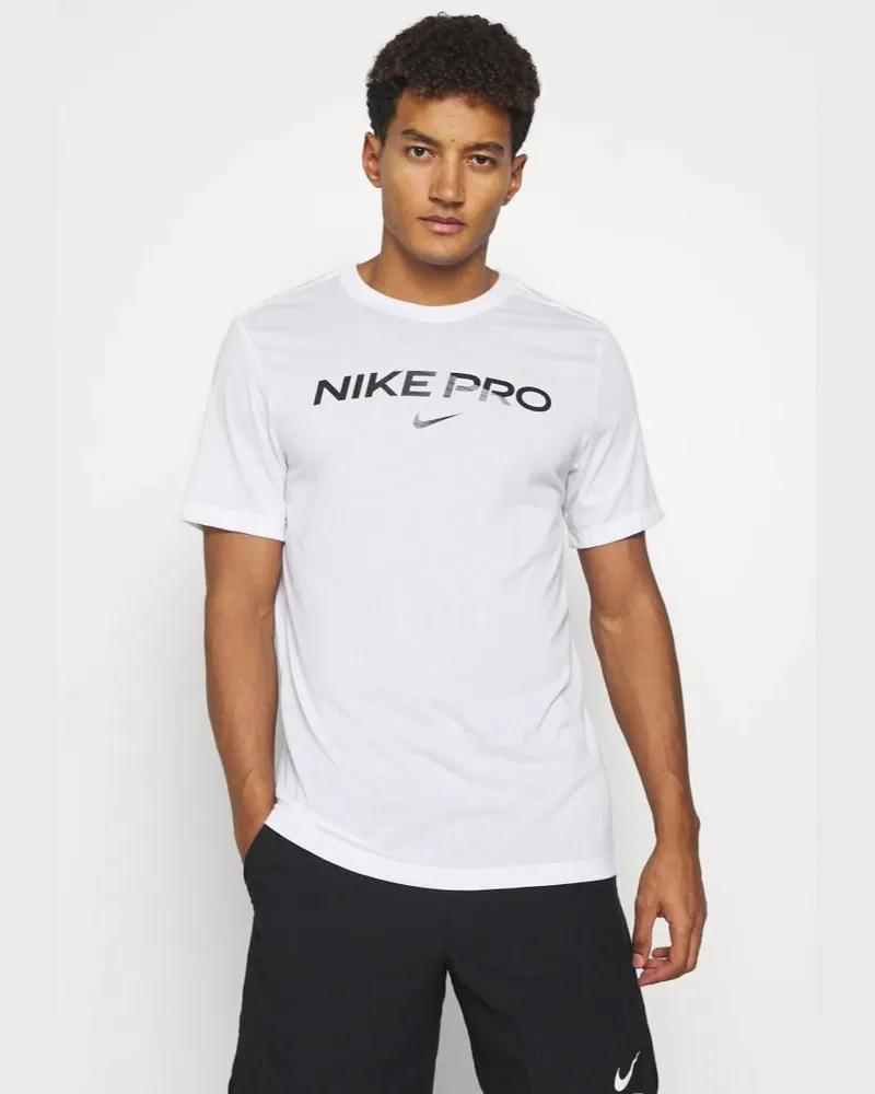 Nike Pro Dri Fit Herren-T-Shirt in Weiß Weiß