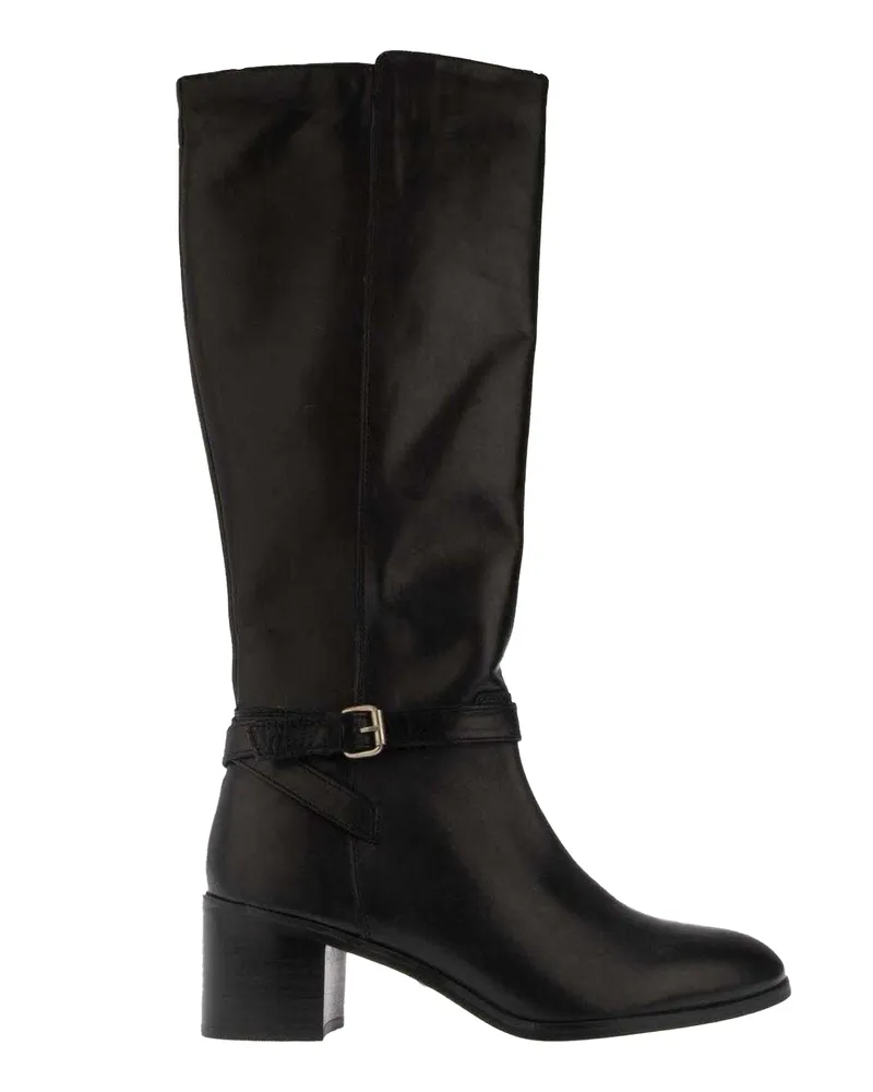 Dune Trusti Casual" Kniehohe Stiefel für Damen, Leder (Schwarz Schwarz