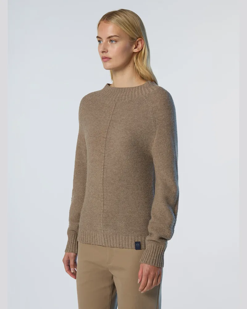 North Sails Pullover mit Stehkragen und Sattelschulter - Taupe Taupe