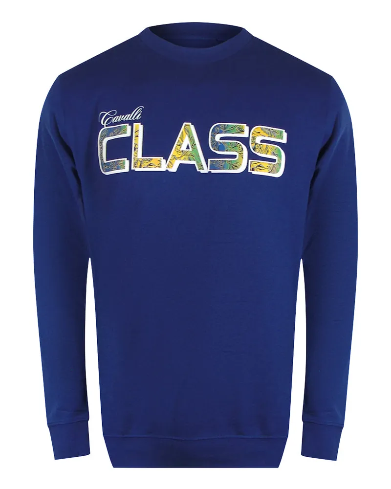 Roberto Cavalli Sweatshirt Mit Leuchtendem Blumenlogo In Irisblau Blau