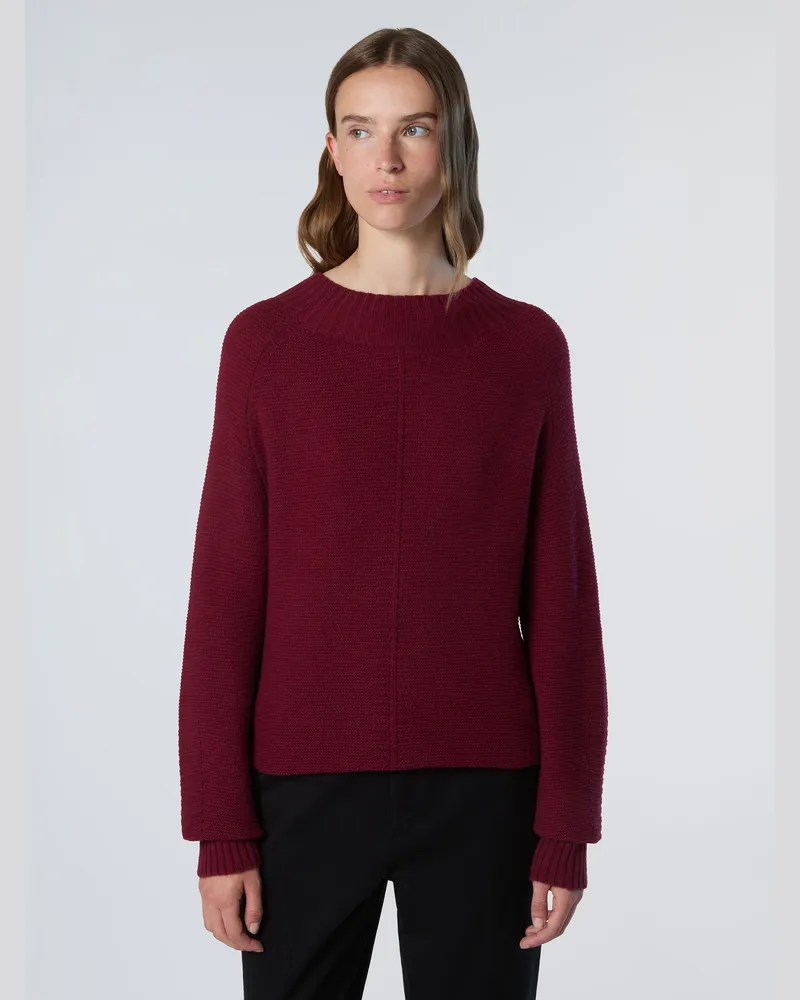 North Sails Pullover Sattelschulter mit Stehkragen Dunkelrot
